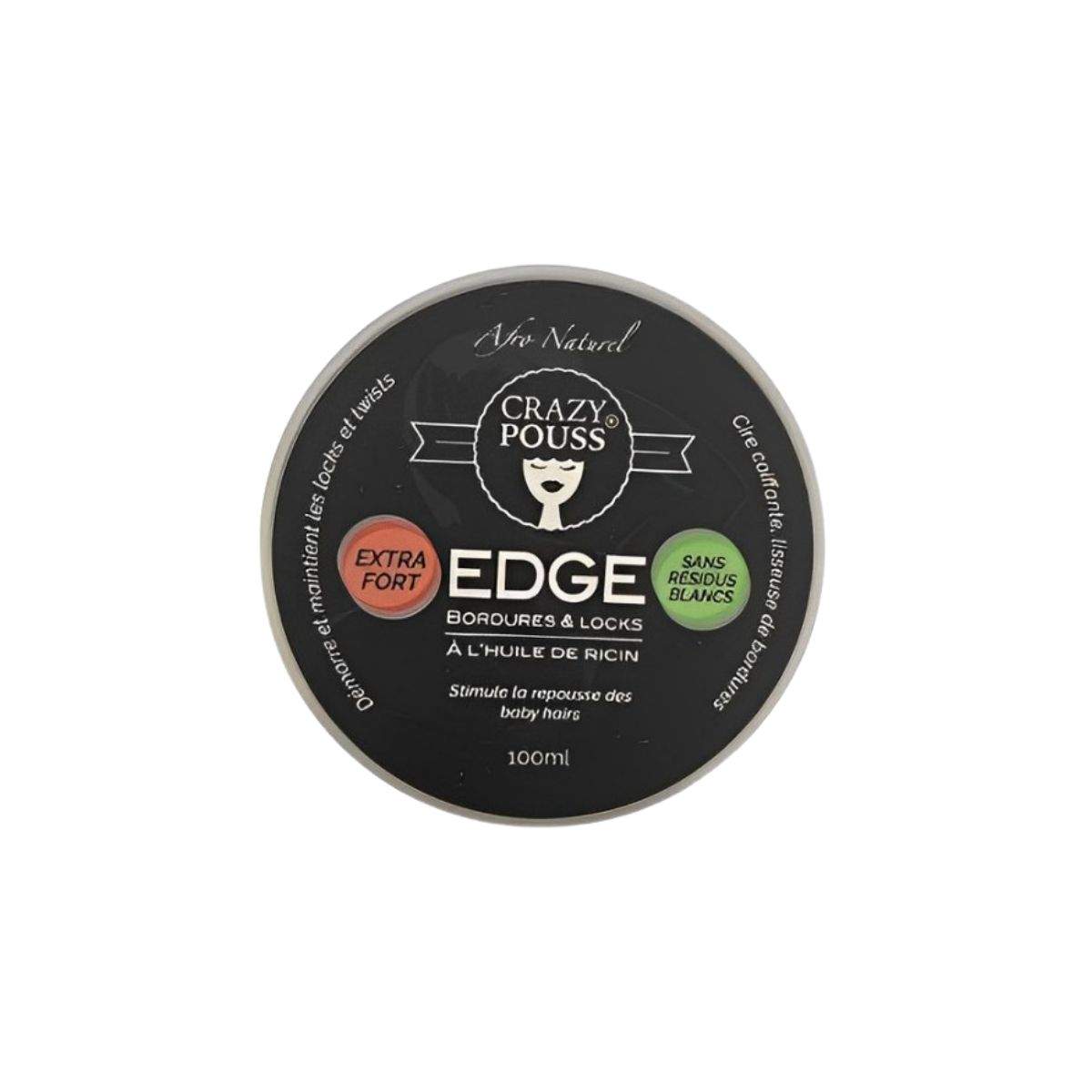 Afro Naturel Crazy Pouss Gel Edge Contrôle Ricin Noir 100 ML