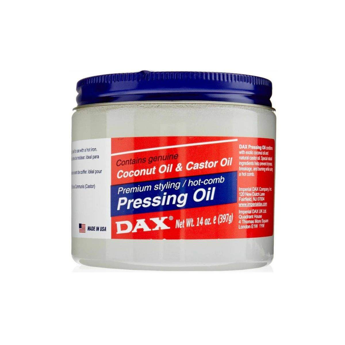 Huile de pressage DAX Huile de coco et huile de ricin 397g