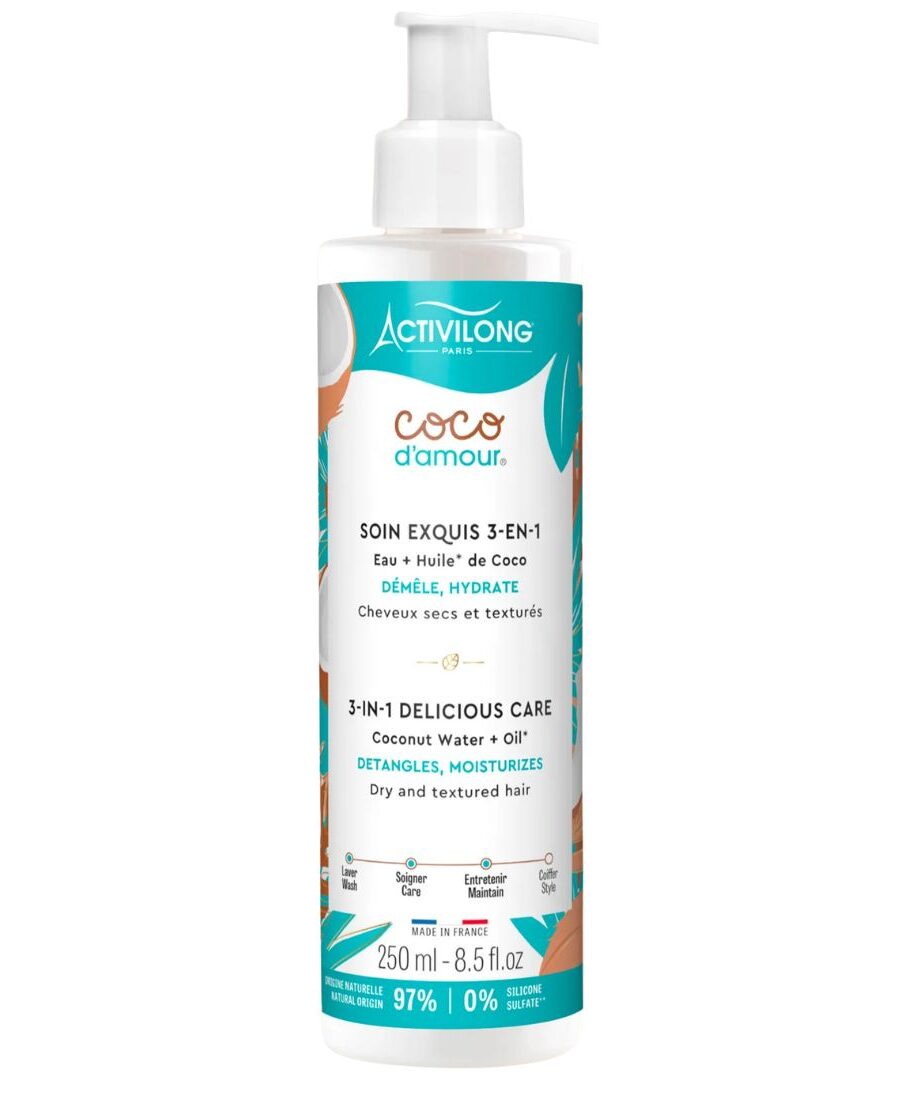 Soin coco Activilong 3 en 1 250ml hydratant démêlant cheveux bouclés crépus