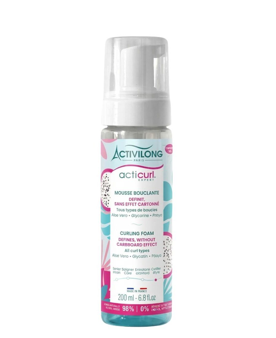 Mousse bouclante Acticurl Expert Activilong 200ml pour définition des boucles sans effet cartonné