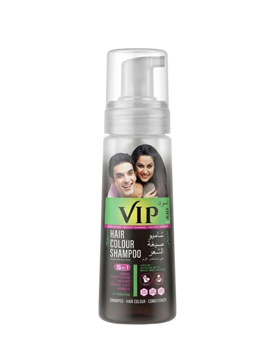 VIP Natural Hair Color Noir 180ml shampooing colorant rapide 3-en-1