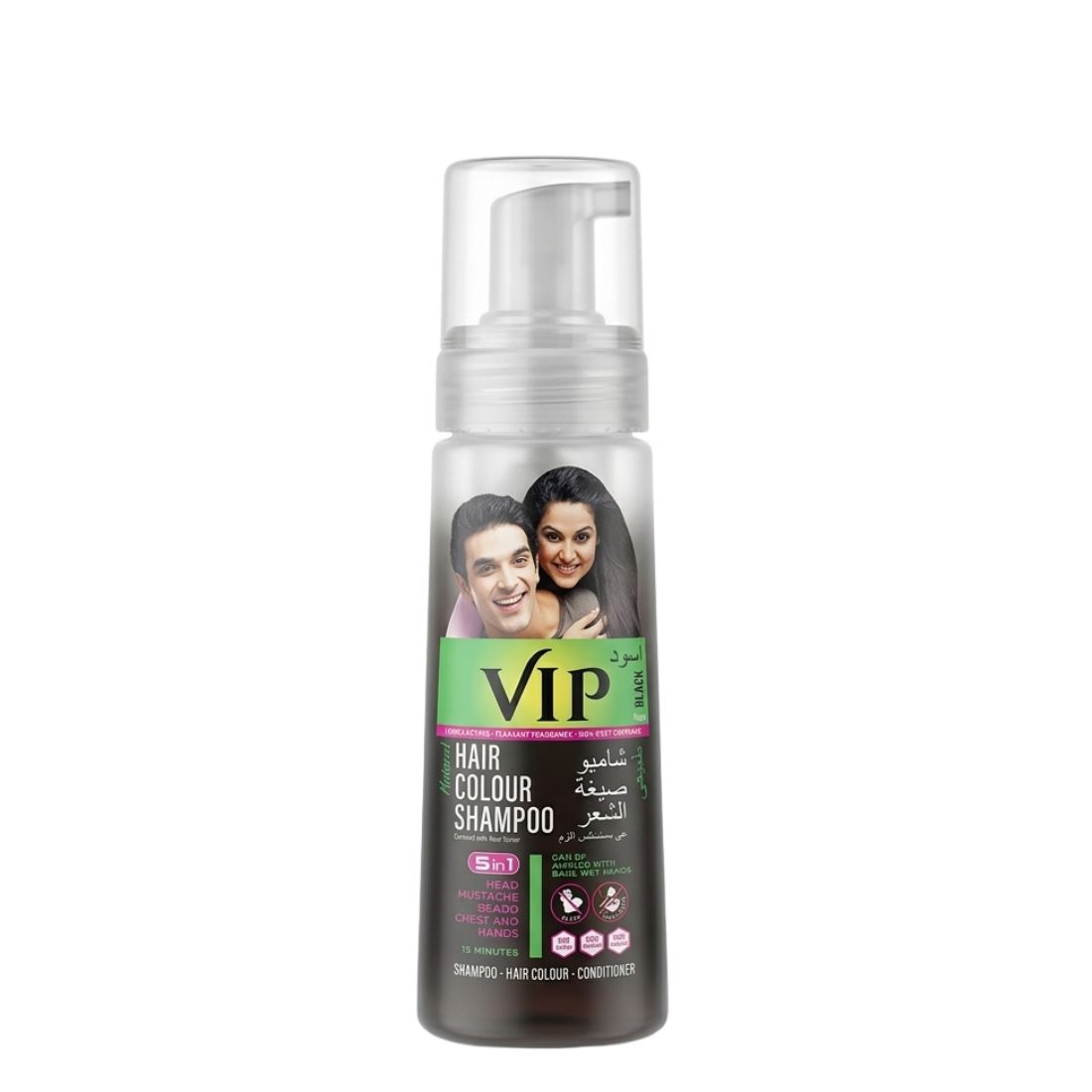 VIP Natural Hair Color Noir 180ml shampooing colorant rapide 3-en-1
