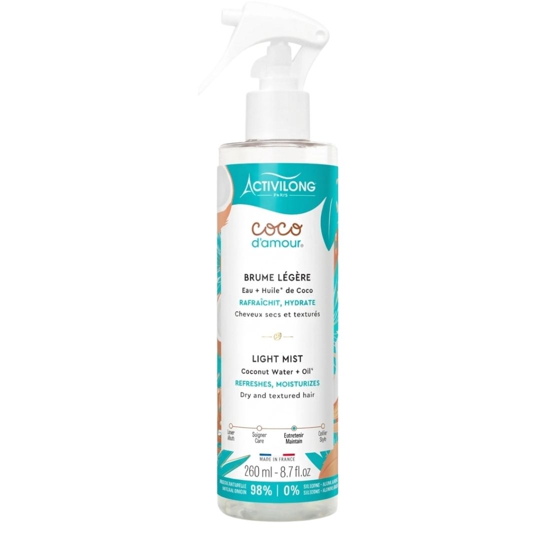 brume coco Activilong coco d’amour 260ml hydratation cheveux bouclés