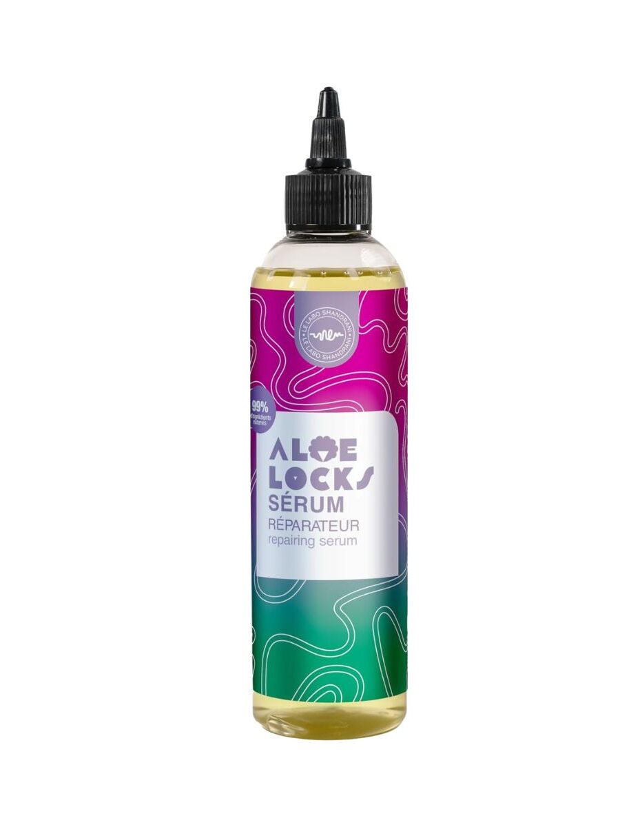 Flacon du sérum réparateur Aloe Locks et activateur de pousse 250ml du Labo Shandrani